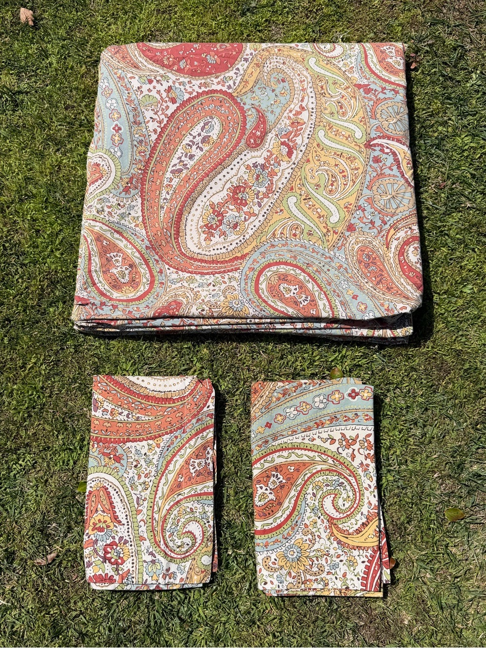 Pottery Barn Harper Paisley 3-Piece Organic Cotton Duvet Cover Set F/Q GUC
